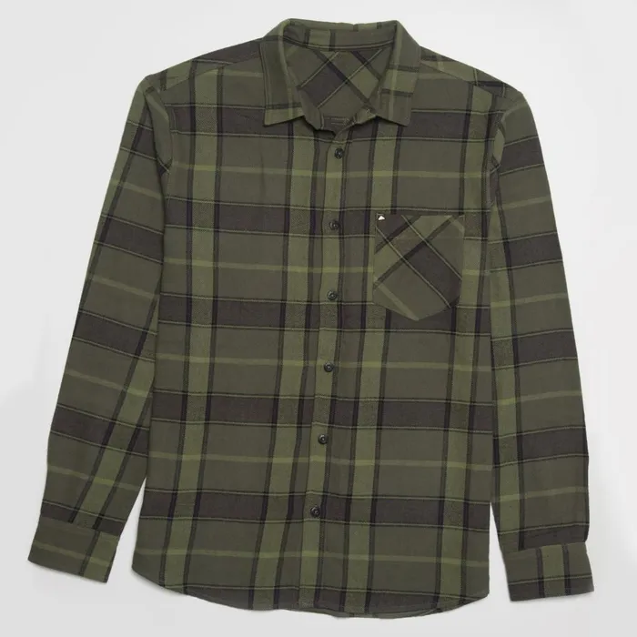 Men Reef Outerwear Anders Long Sleeve Woven Shirt Thyme Men Reef Outerwear Anders Long Sleeve Woven Shirt Thyme
