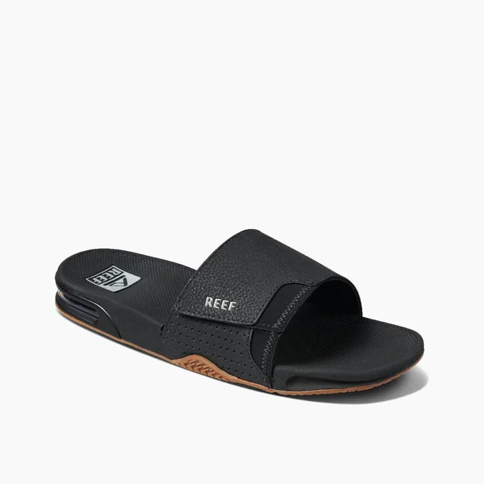 Men Reef Sandals Fanning Slide Blacksilver Men Reef Sandals Fanning Slide Blacksilver