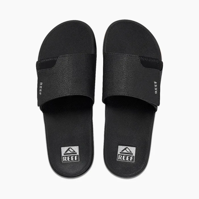 Men Reef Sandals Fanning Slide Blacksilver Men Reef Sandals Fanning Slide Blacksilver