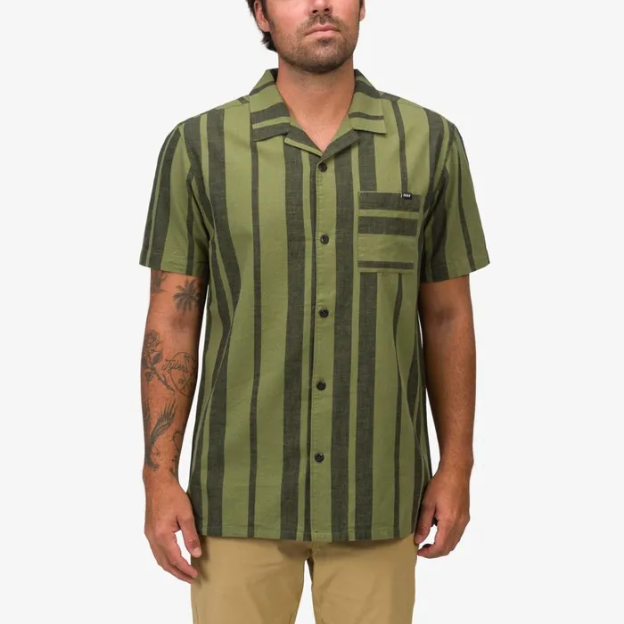 Men Reef TShirts and Shirts Angelo Short Sleeve Camp Shirt Olivine