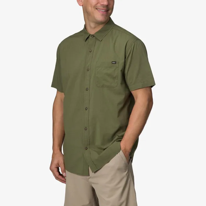 Men Reef TShirts and Shirts Collins Short Sleeve Shirt Olivine