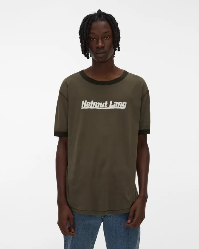 Men Retro Rib Base Layer Tee Naval Green Helmut Lang TShirts