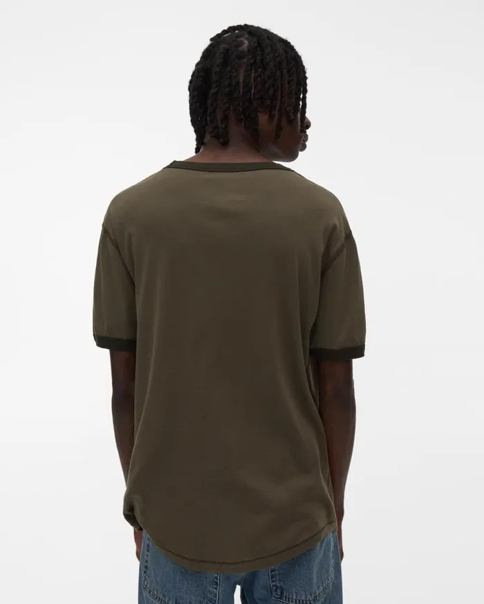 Men Retro Rib Base Layer Tee Naval Green Helmut Lang TShirts