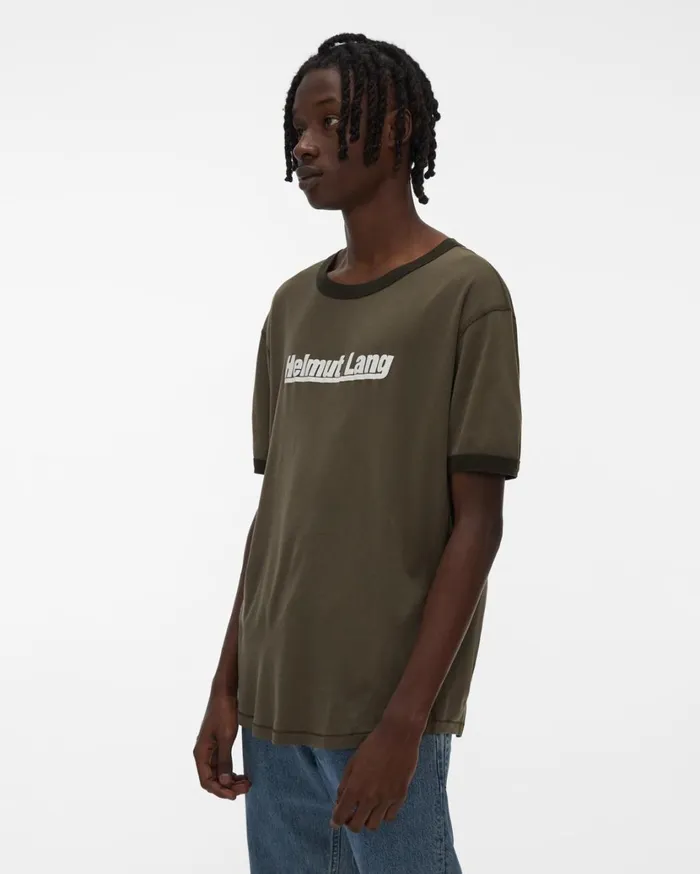 Men Retro Rib Base Layer Tee Naval Green Helmut Lang TShirts
