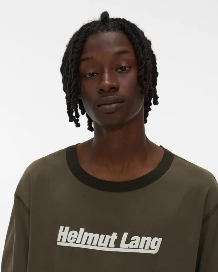 Men Retro Rib Base Layer Tee Naval Green Helmut Lang TShirts