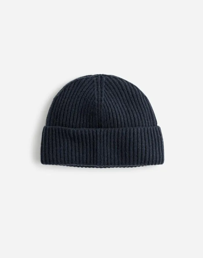 Men Rib Knit Beanie In SoftWool Dark Metal Madewell Hats and Scarves