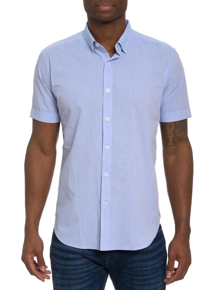 Men Robert Graham Button Down Shirts ANDREWS SHORT SLEEVE BUTTON DOWN SHIRT LIGHT BLUE Men Robert Graham Button Down Shirts ANDREWS SHORT SLEEVE BUTTON DOWN SHIRT LIGHT BLUE