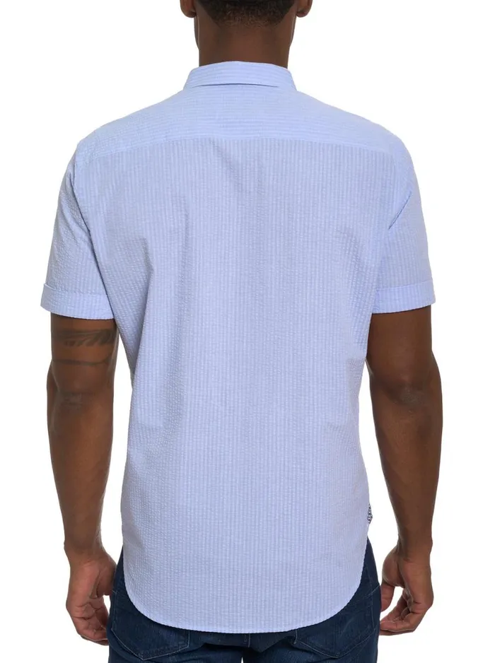 Men Robert Graham Button Down Shirts ANDREWS SHORT SLEEVE BUTTON DOWN SHIRT LIGHT BLUE