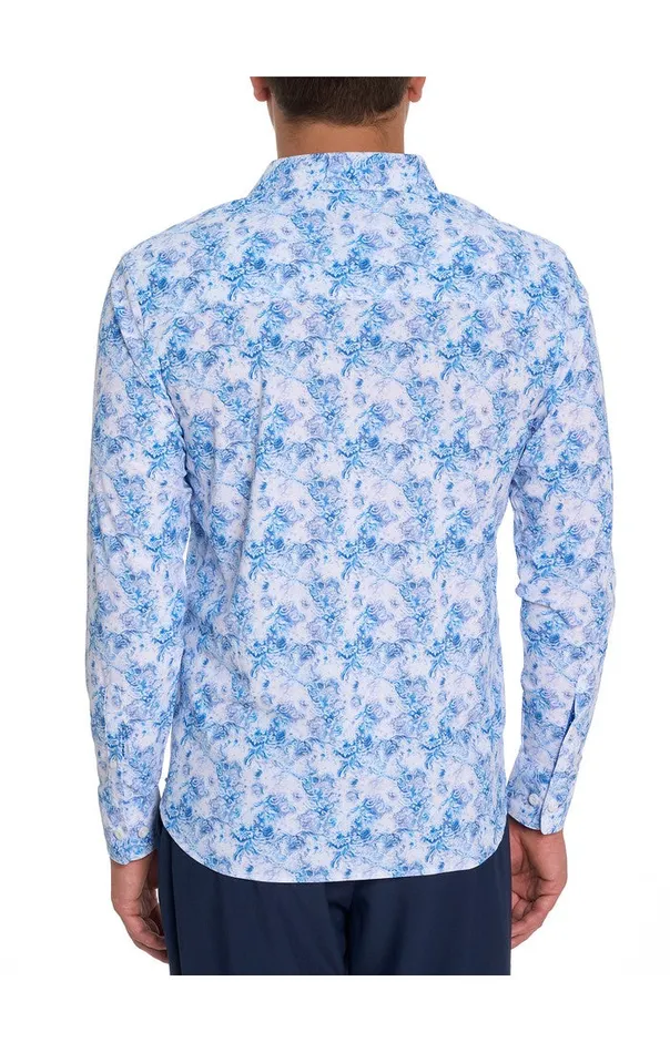 Men Robert Graham Button Down Shirts BASINGER PERFORMANCE LONG SLEEVE KNIT SHIRT MULTI