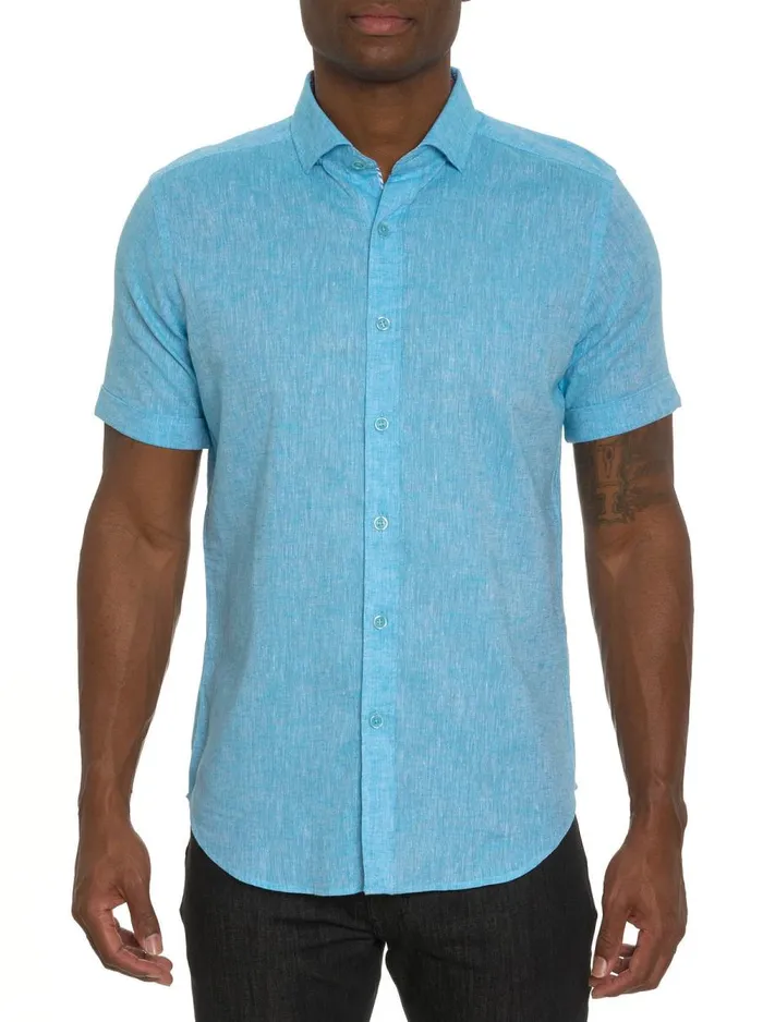 Men Robert Graham Button Down Shirts BENNETT SHORT SLEEVE BUTTON DOWN SHIRT TEAL Men Robert Graham Button Down Shirts BENNETT SHORT SLEEVE BUTTON DOWN SHIRT TEAL