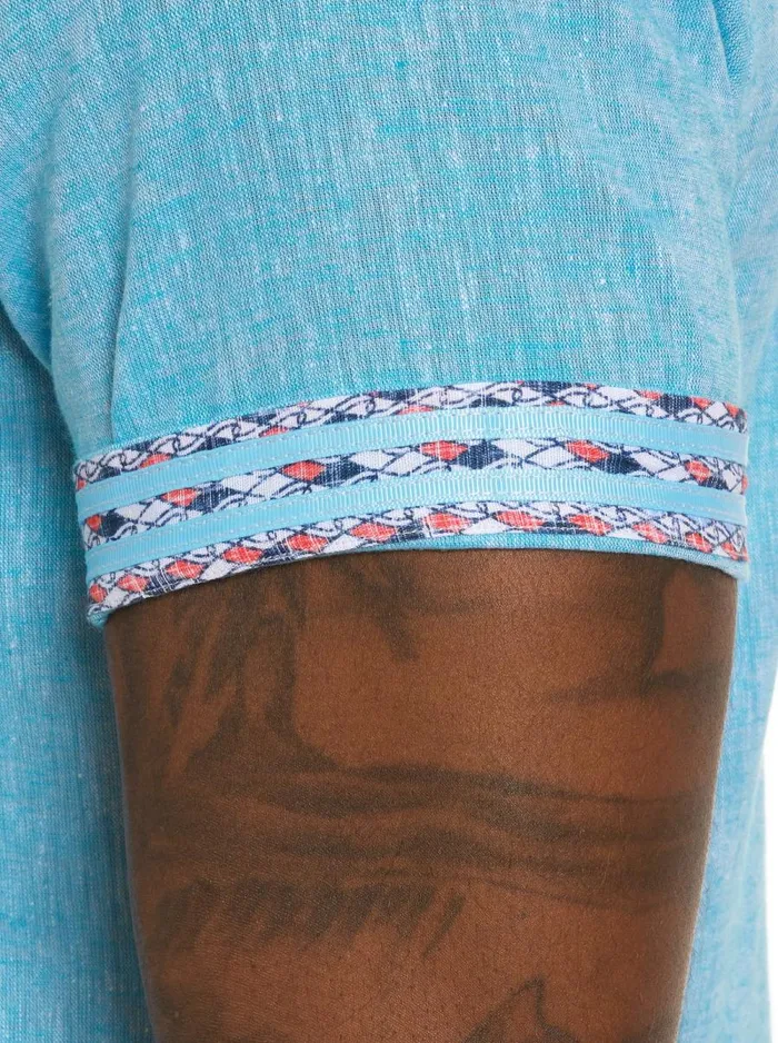 Men Robert Graham Button Down Shirts BENNETT SHORT SLEEVE BUTTON DOWN SHIRT TEAL