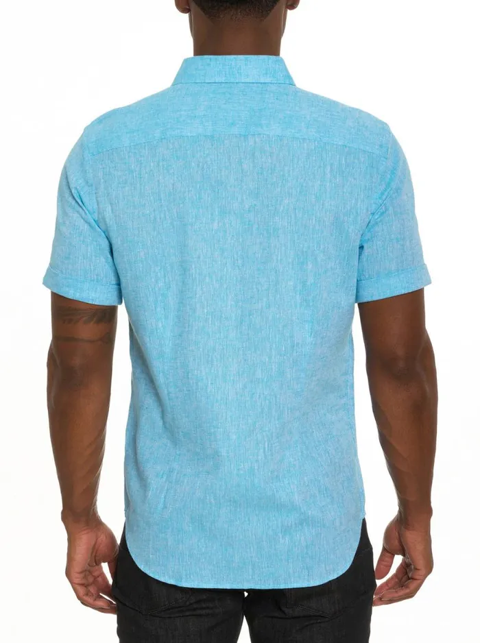 Men Robert Graham Button Down Shirts BENNETT SHORT SLEEVE BUTTON DOWN SHIRT TEAL