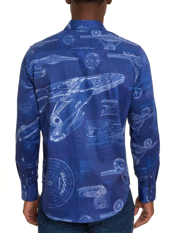 Men Robert Graham Button Down Shirts BLUEPRINT LONG SLEEVE BUTTON DOWN SHIRT BLUE