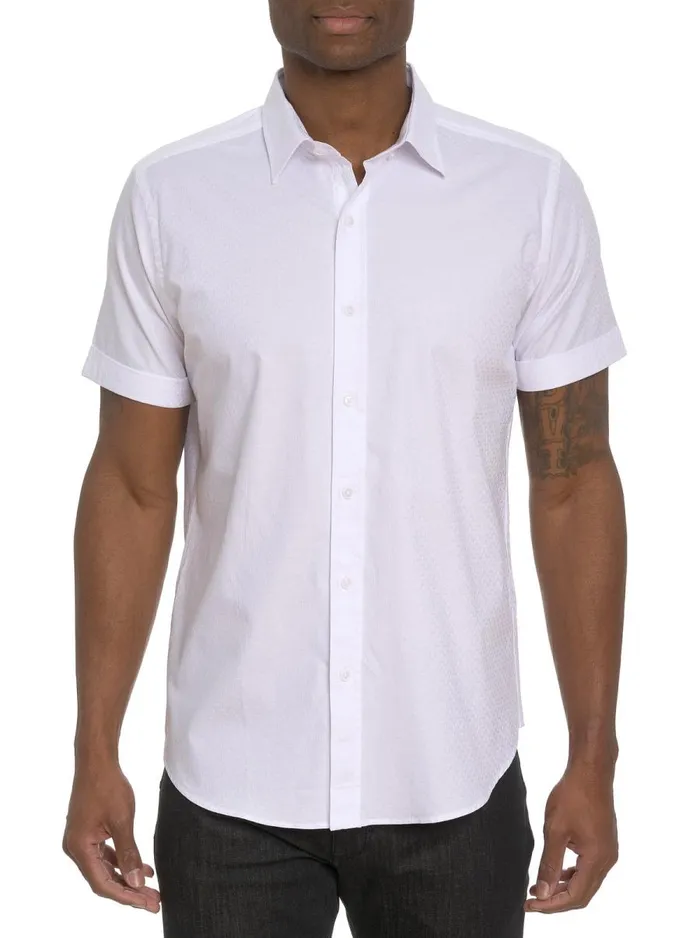 Men Robert Graham Button Down Shirts DIAMOND BAR SHORT SLEEVE BUTTON DOWN SHIRT WHITE Men Robert Graham Button Down Shirts DIAMOND BAR SHORT SLEEVE BUTTON DOWN SHIRT WHITE