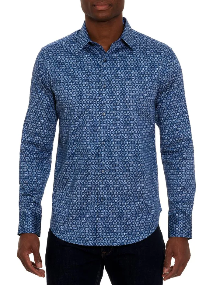 Men Robert Graham Button Down Shirts HEXO PLANET LONG SLEEVE BUTTON DOWN SHIRT BLUE Men Robert Graham Button Down Shirts HEXO PLANET LONG SLEEVE BUTTON DOWN SHIRT BLUE