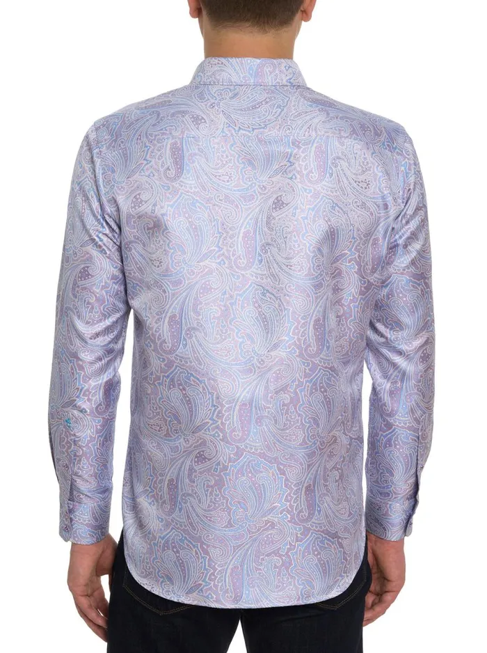 Men Robert Graham Button Down Shirts LIMITED EDITION COSMIC DANCER LONG SLEEVE BUTTON DOWN SHIRT LIGHT BLUE