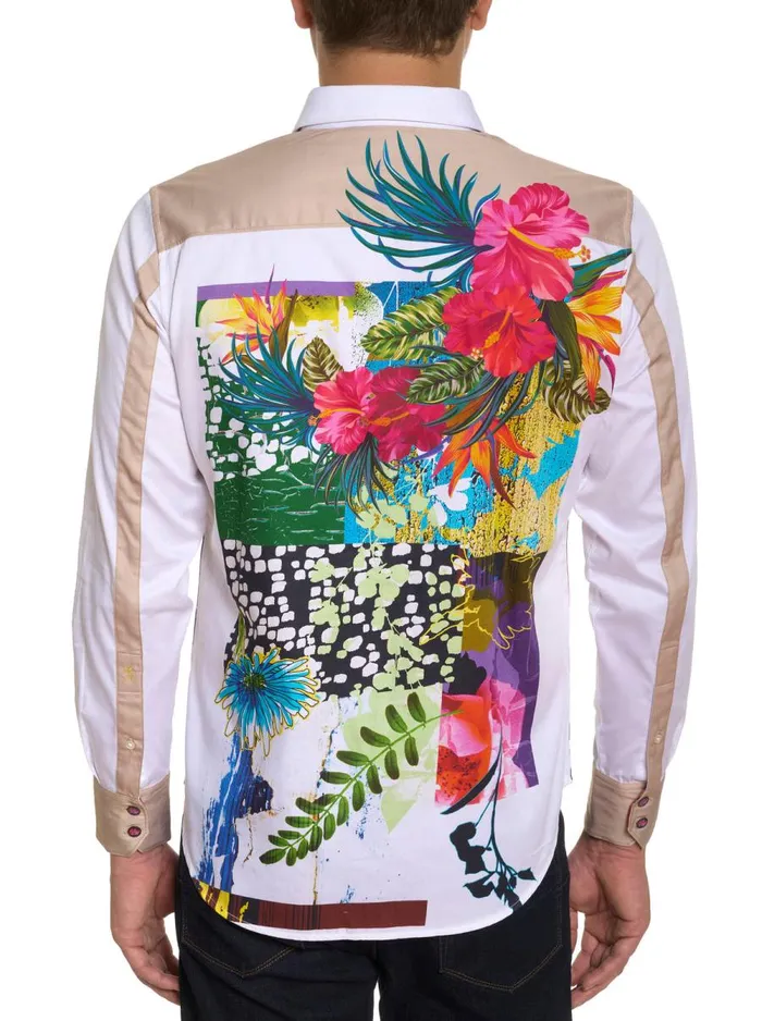 Men Robert Graham Button Down Shirts LIMITED EDITION FELIX BLOSSOM LONG SLEEVE BUTTON DOWN SHIRT WHITE