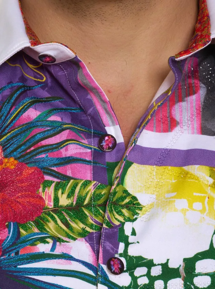 Men Robert Graham Button Down Shirts LIMITED EDITION FELIX BLOSSOM LONG SLEEVE BUTTON DOWN SHIRT WHITE