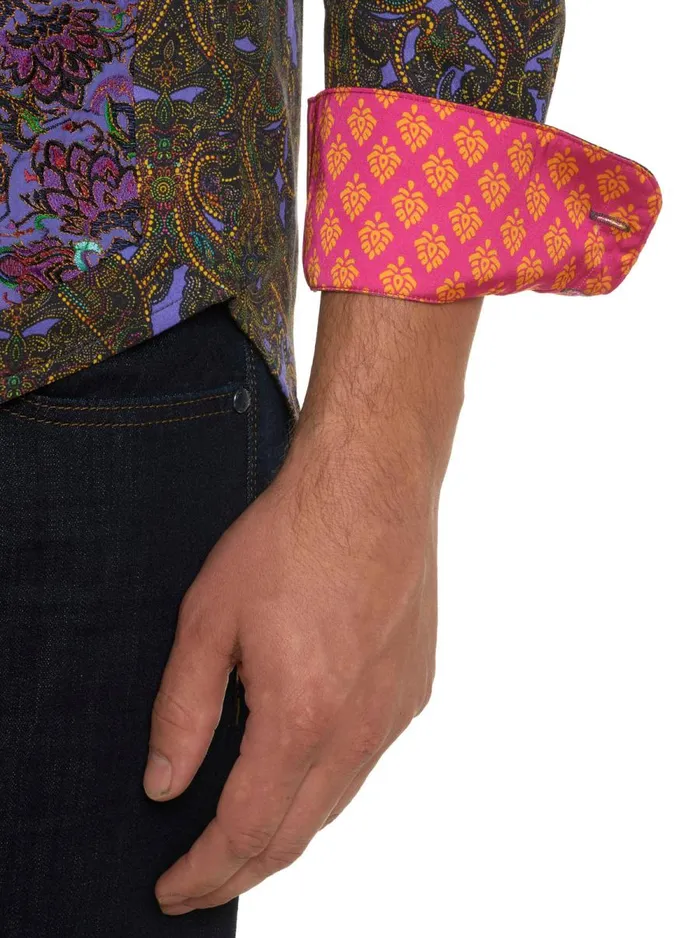 Men Robert Graham Button Down Shirts LIMITED EDITION SPACE FILIGREE LONG SLEEVE BUTTON DOWN SHIRT MULTI