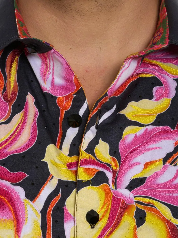 Men Robert Graham Button Down Shirts LIMITED EDITION THE TICE LONG SLEEVE BUTTON DOWN SHIRT BLACK