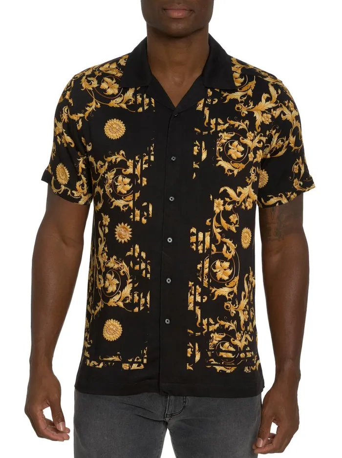 Men Robert Graham Button Down Shirts MARQUEE SHORT SLEEVE BUTTON DOWN SHIRT BLACK Men Robert Graham Button Down Shirts MARQUEE SHORT SLEEVE BUTTON DOWN SHIRT BLACK