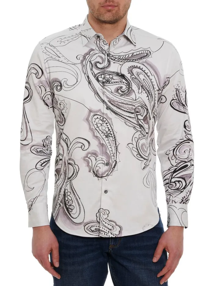Men Robert Graham Button Down Shirts MARS LONG SLEEVE BUTTON DOWN SHIRT WHITE Men Robert Graham Button Down Shirts MARS LONG SLEEVE BUTTON DOWN SHIRT WHITE