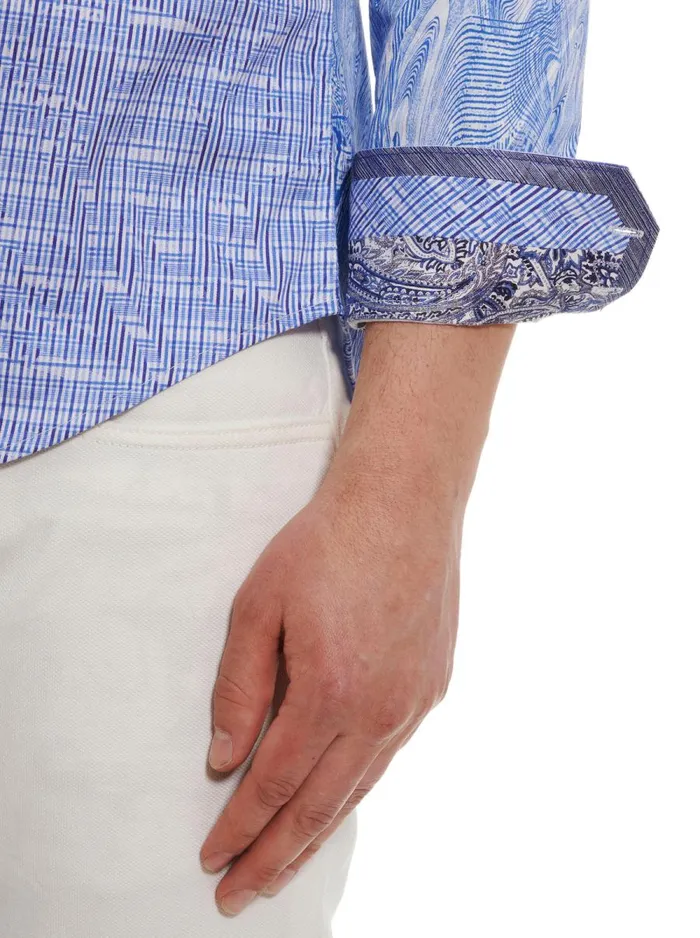 Men Robert Graham Button Down Shirts PROXIMA LONG SLEEVE BUTTON DOWN SHIRT BLUE