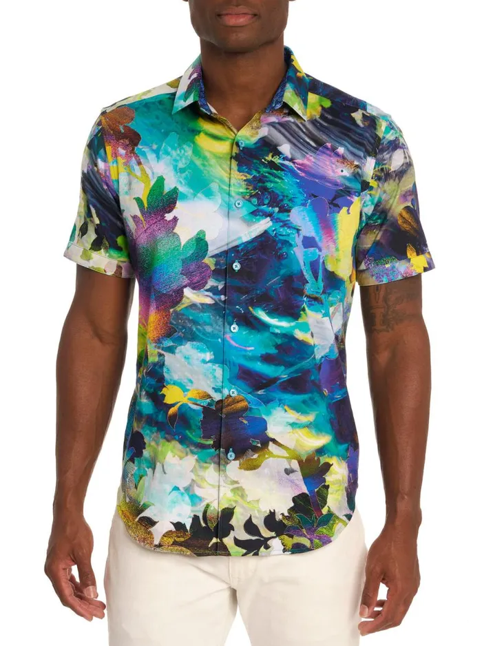 Men Robert Graham Button Down Shirts TROPICAL STORM SHORT SLEEVE BUTTON DOWN SHIRT MULTI