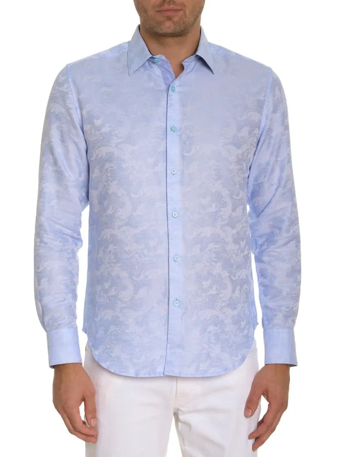 Men Robert Graham Button Down Shirts WAVE YOU LONG SLEEVE BUTTON DOWN SHIRT LIGHT BLUE Men Robert Graham Button Down Shirts WAVE YOU LONG SLEEVE BUTTON DOWN SHIRT LIGHT BLUE