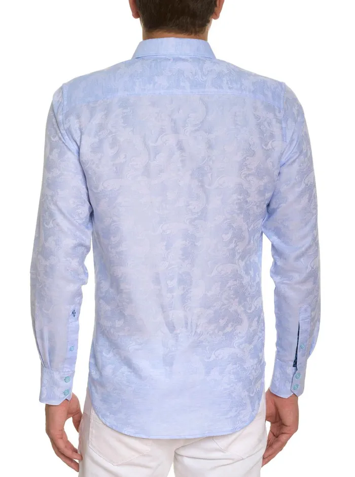 Men Robert Graham Button Down Shirts WAVE YOU LONG SLEEVE BUTTON DOWN SHIRT LIGHT BLUE