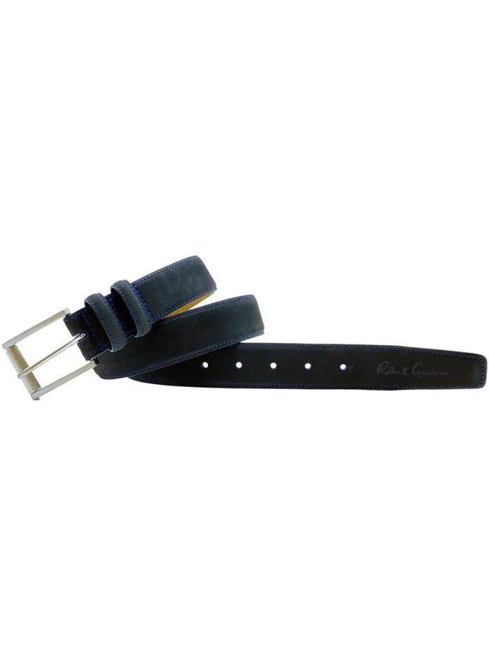 Men Robert Graham Leather Accessories LAUREL III BELT BLACK
