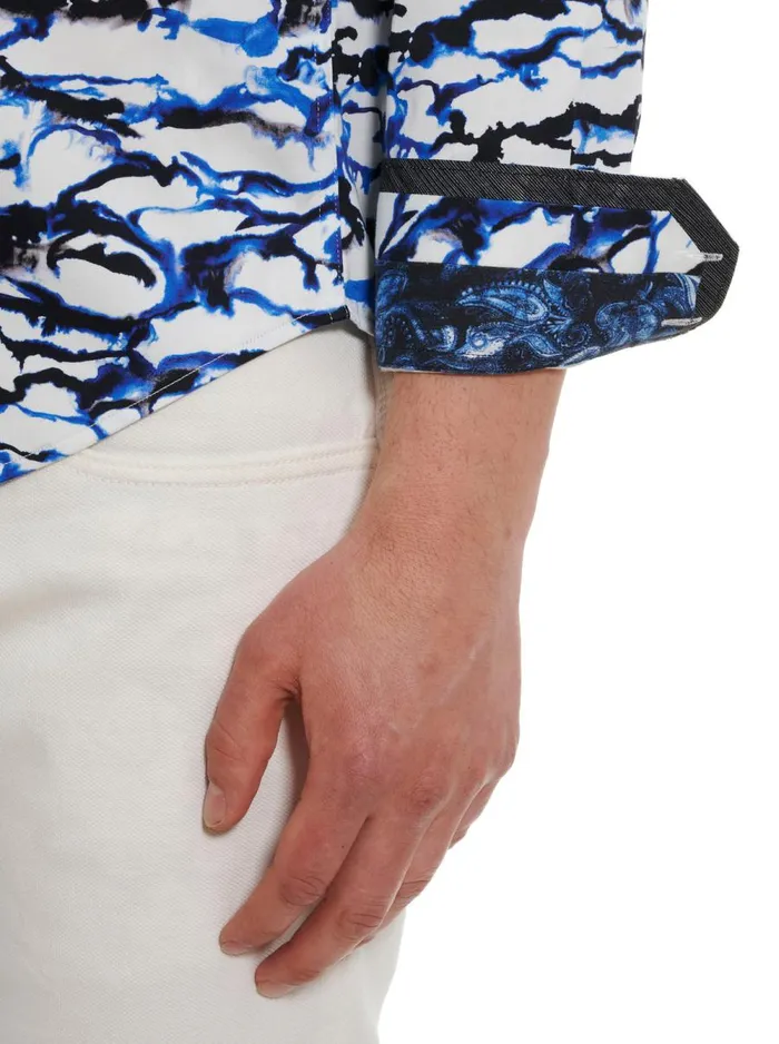 Men Robert Graham Long Sleeve Button Down Shirts AQUARIUS LONG SLEEVE BUTTON DOWN SHIRT BLUE