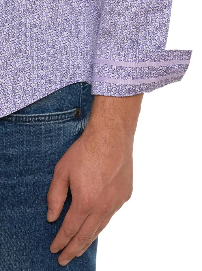 Men Robert Graham Long Sleeve Button Down Shirts COLTON LONG SLEEVE BUTTON DOWN SHIRT LAVENDER