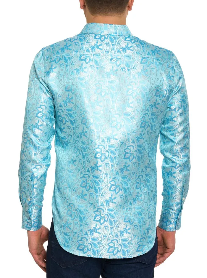 Men Robert Graham Long Sleeve Button Down Shirts LIMITED EDITION THE BLUE EYES LONG SLEEVE BUTTON DOWN SHIRT LIGHT BLUE