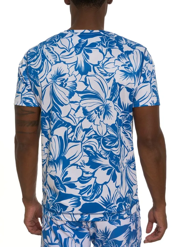Men Robert Graham Polos and TShirts BEACH HIBISCUS PERFORMANCE GRAPHIC TSHIRT BLUE