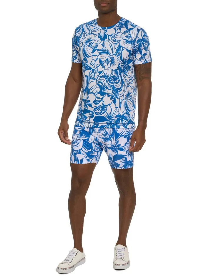Men Robert Graham Polos and TShirts BEACH HIBISCUS PERFORMANCE GRAPHIC TSHIRT BLUE