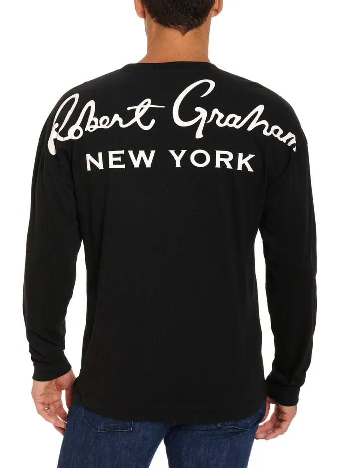 Men Robert Graham Polos and TShirts NEW YORK LONG SLEEVE TSHIRT BLACK