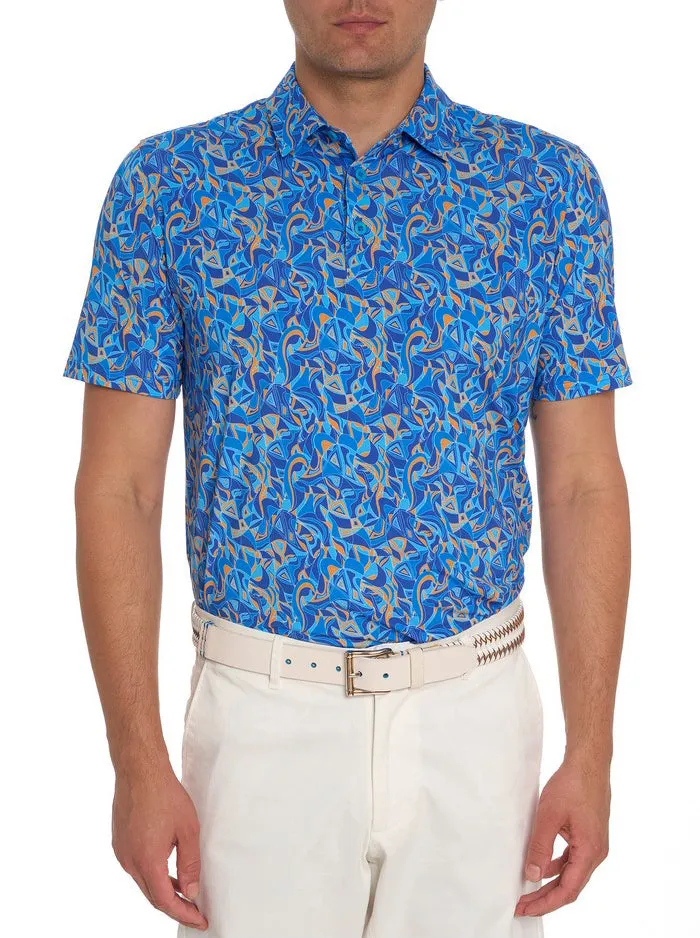 Men Robert Graham Polos and TShirts RETRO CLUB PERFORMANCE POLO BLUE