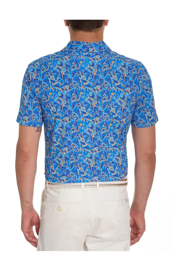 Men Robert Graham Polos and TShirts RETRO CLUB PERFORMANCE POLO BLUE