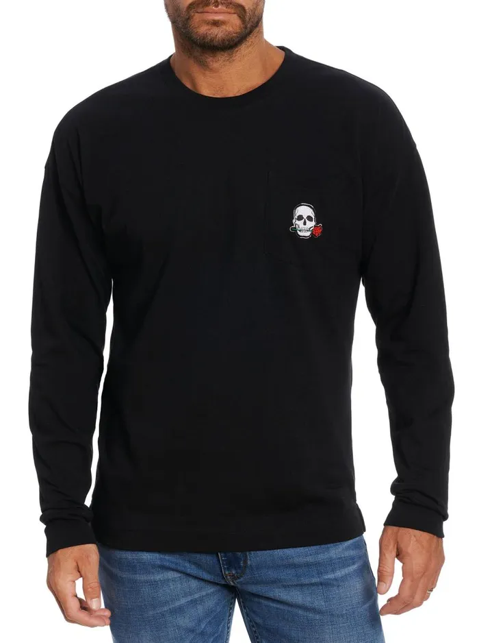 Men Robert Graham Polos and TShirts SCOTTSDALE LONG SLEEVE TSHIRT BLACK