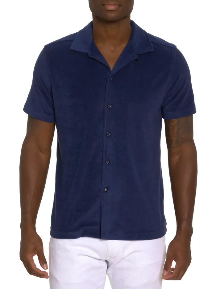Men Robert Graham Short Sleeve Button Down Shirts CABANA BOY SHORT SLEEVE KNIT SHIRT NAVY Men Robert Graham Short Sleeve Button Down Shirts CABANA BOY SHORT SLEEVE KNIT SHIRT NAVY