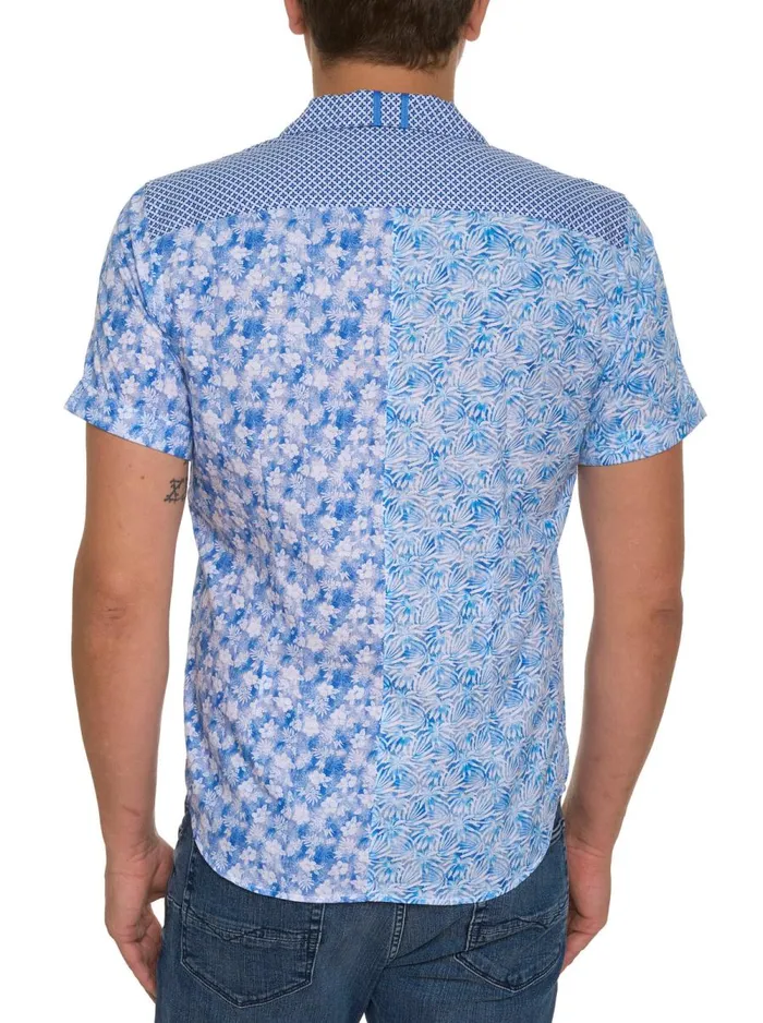Men Robert Graham Short Sleeve Button Down Shirts FONTANA SHORT SLEEVE BUTTON DOWN BLUE