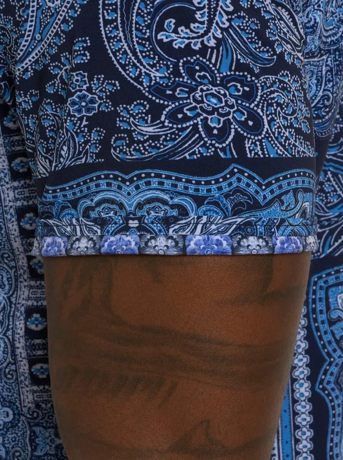 Men Robert Graham Short Sleeve Button Down Shirts THE GOTHAM SHORT SLEEVE BUTTON DOWN SHIRT NAVY