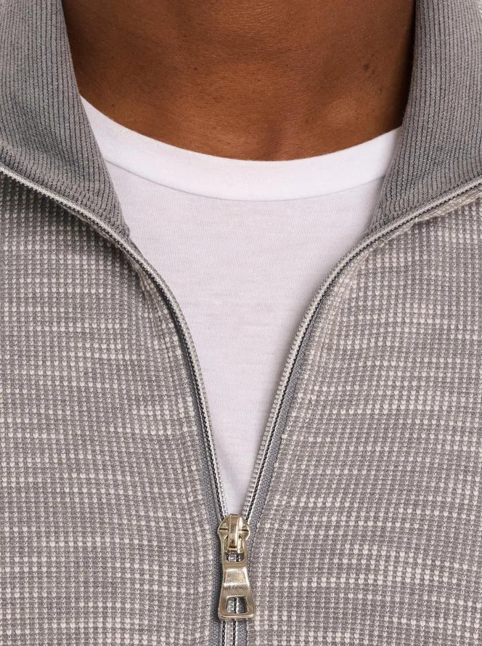 Men Robert Graham Sweaters and Knits KOBRA FULL ZIP LONG SLEEVE KNIT LIGHT GREY