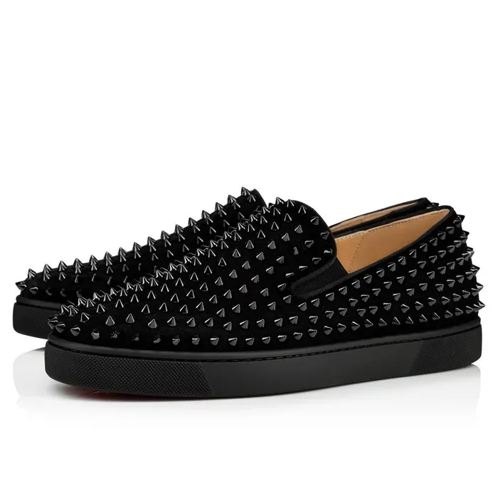 Men RollerBoat Sneakers 8211 Veau Velours And Spikes 8211 Black Black Christian Louboutin Low Top Sneakers Men RollerBoat Sneakers 8211 Veau Velours And Spikes 8211 Black Black Christian Louboutin Low Top Sneakers