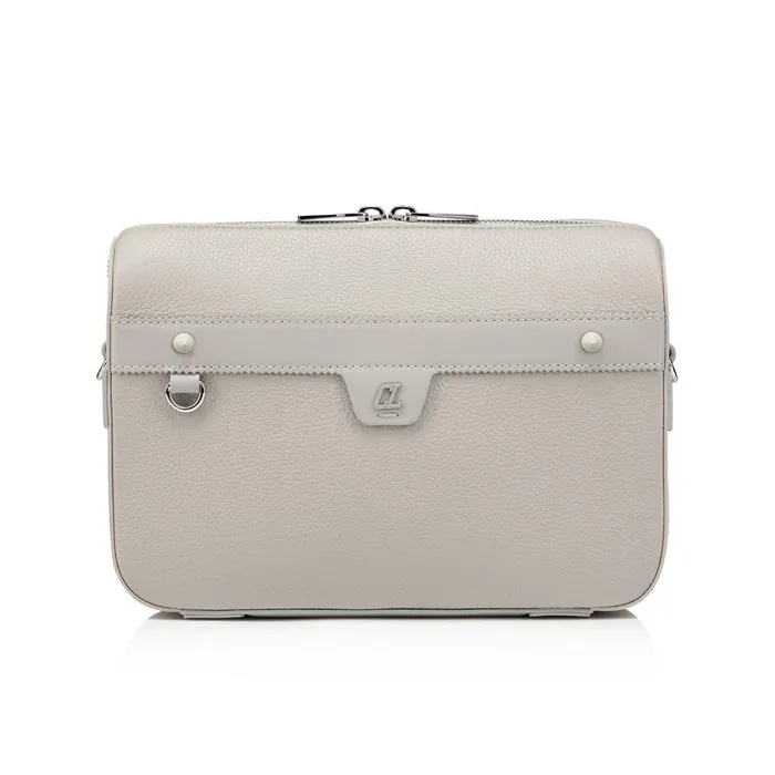 Men Ruisbuddy Messenger Bag 8211 Grained Calf Leather And Fabric 8211 Goose Grey Christian Louboutin Crossbody Bags