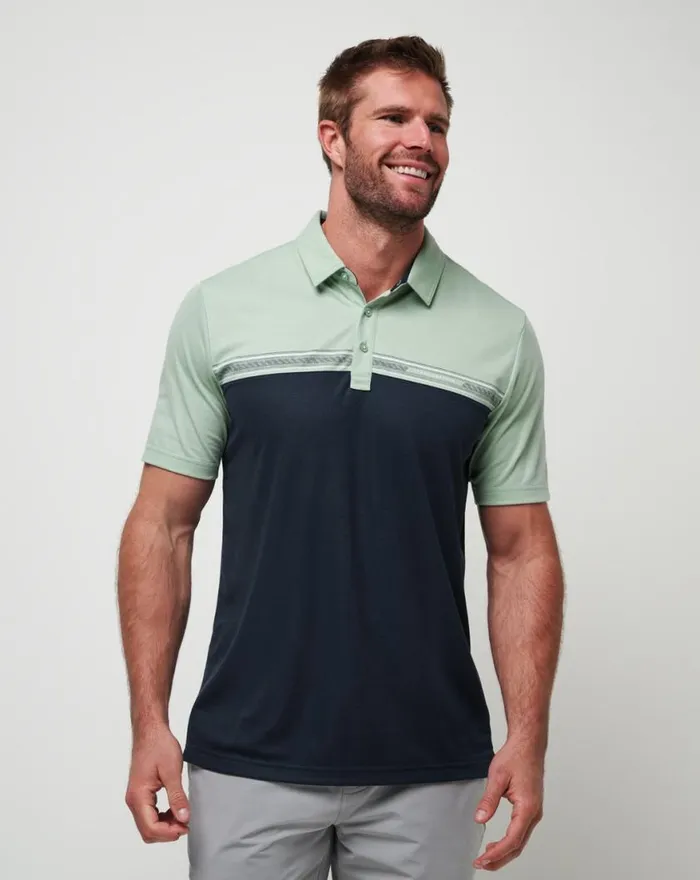 Men RUSTIC ROUTE POLO Jadeite TravisMathew Polos