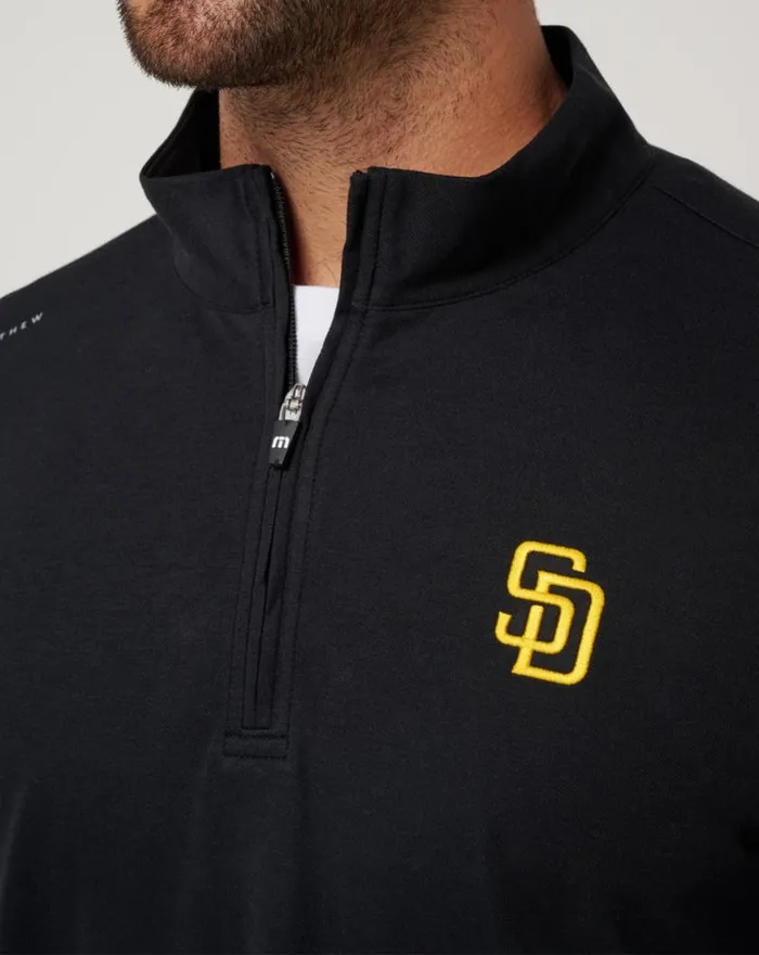 Men SAN DIEGO PADRES TIME TO TAILGATE QUARTER ZIP Black TravisMathew Quarter Zips
