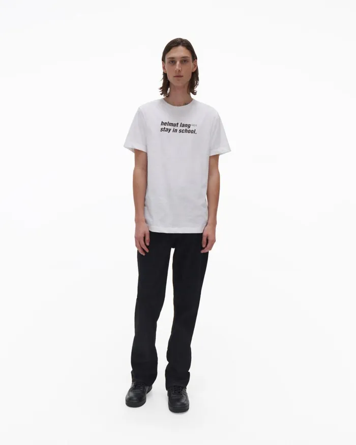 Men School Tee Chalk White Helmut Lang TShirts
