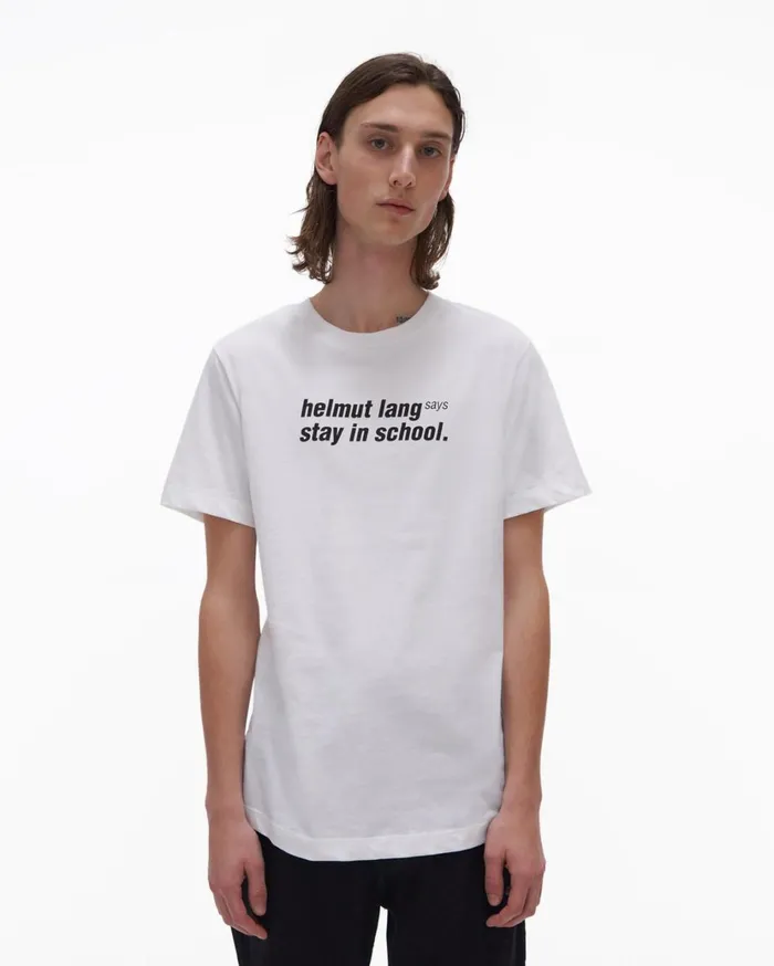 Men School Tee Chalk White Helmut Lang TShirts